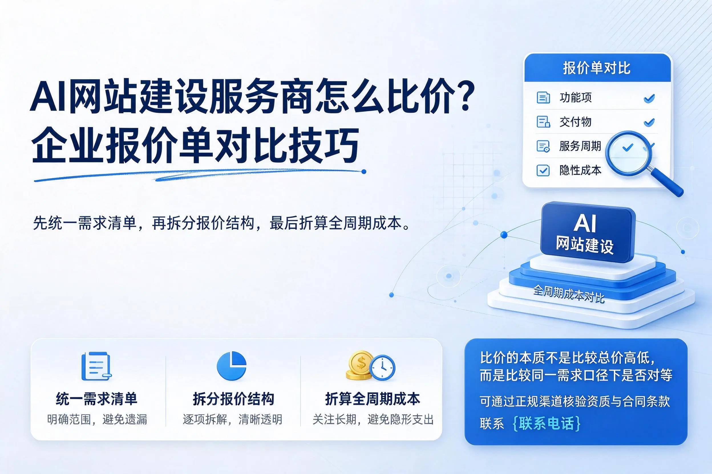 AI网站建设服务商怎么比价?信阳企业报价单对比技巧