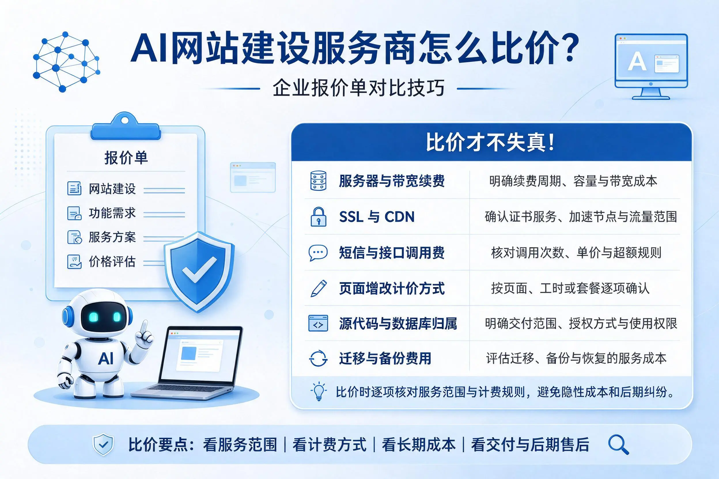 AI网站建设服务商怎么比价?信阳企业报价单对比技巧