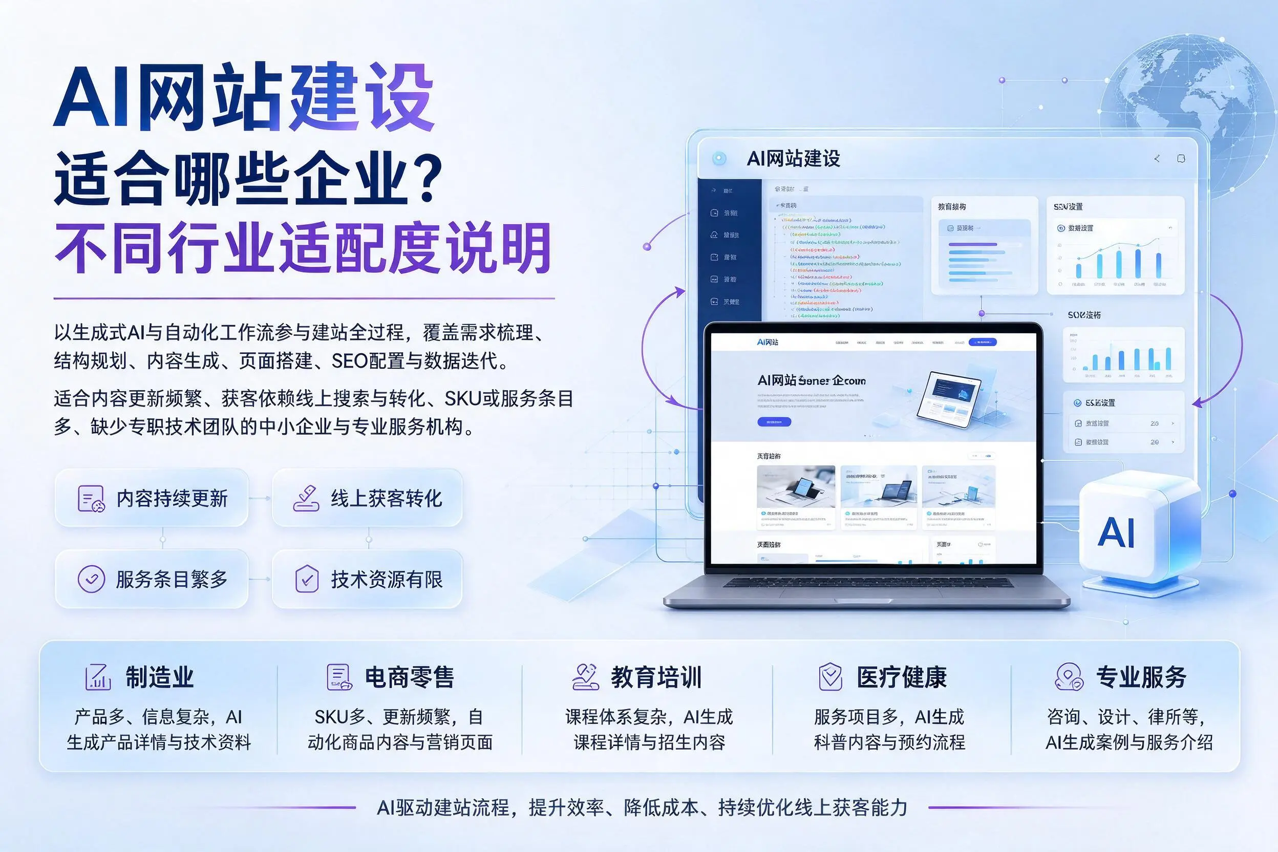 AI网站建设适合哪些企业?信阳不同行业适配度说明